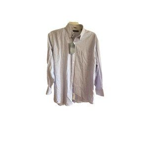 Tommy Hilfiger Shirt Mens L. 16 White Plaid Stretch Reg Fit Button Retails 69.50